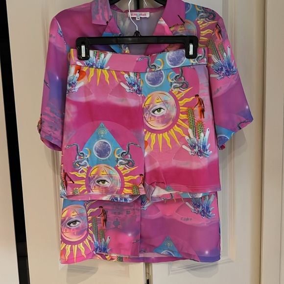 Elsie & Fred Higher Priestess Celestial Print set (Button Up and Biker Short) - Picture 3 of 5